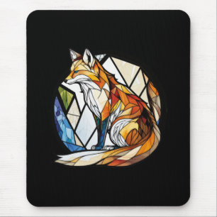 Fox Animal Portrait Stained Glass Wildlife Outdoor Mouse Pad