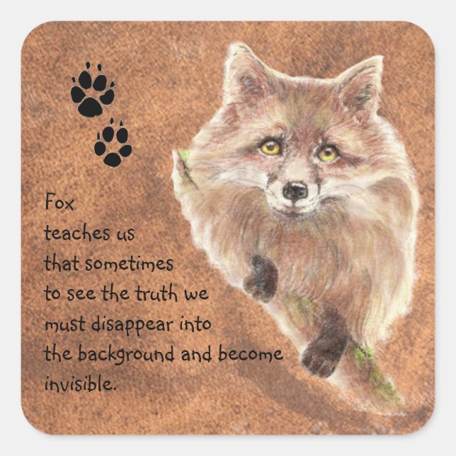Fox, Animal Totem, Spirit Guide, Symbol Square Sticker (Front)