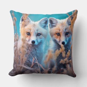 Fox Animal Wildlife Wilderness Colourful Wall Art Throw Pillow