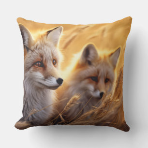 Fox Animal Wildlife Wilderness Colourful Wall Art Throw Pillow