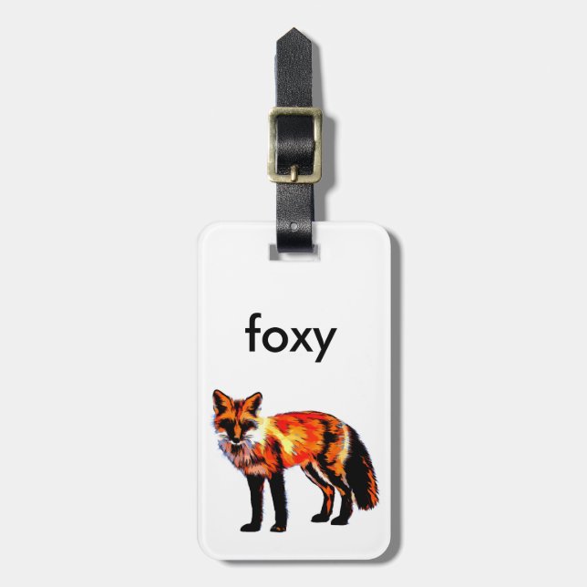fox art luggage tag to personalize (Front Vertical)