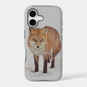 Fox Art on Grey Background