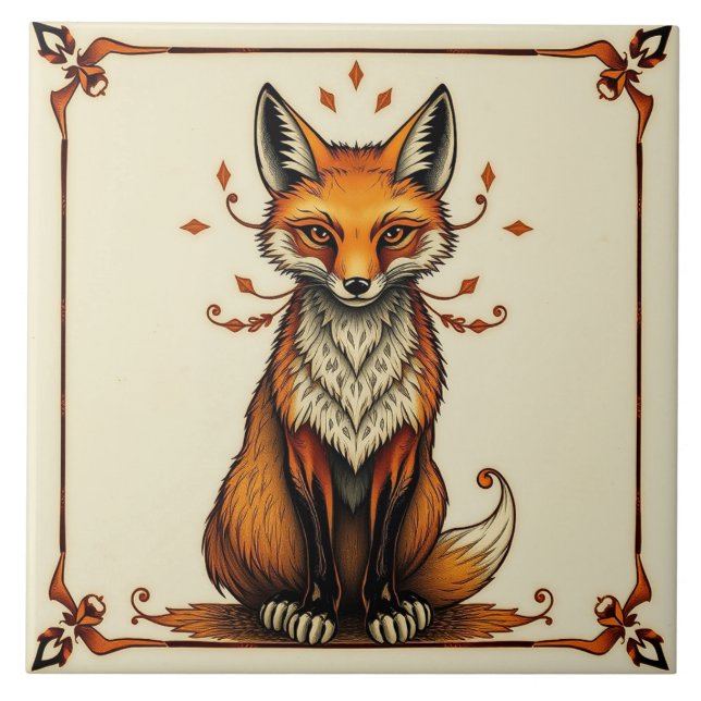 Fox - Arts And Crafts Ceramic Tile (Front)