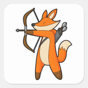 Fox as Archer with Arrow & Bow Square Sticker