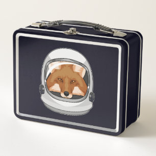Fox as Astronaut with Helmet Metal Lunch Box