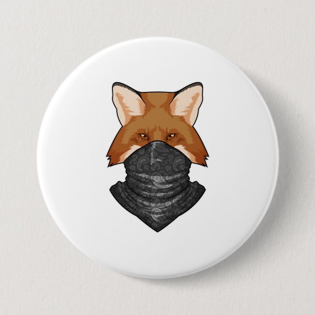 Fox as Bandit with Kerchief 3 Inch Round Button (Front)