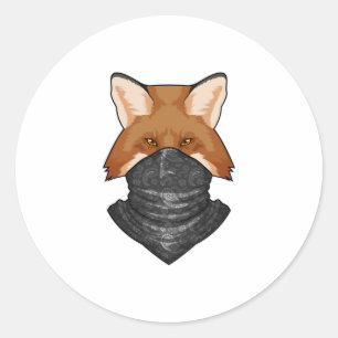 Fox as Bandit with Kerchief Classic Round Sticker