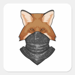 Fox as Bandit with Kerchief Square Sticker