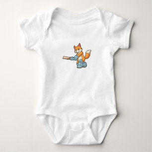 Fox as Batsman with Cricket bat Baby Bodysuit