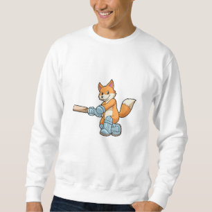 Fox as Batsman with Cricket bat Sweatshirt
