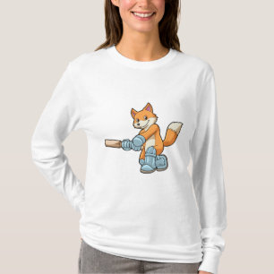 Fox as Batsman with Cricket bat T-Shirt