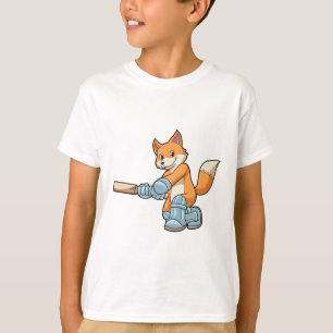 Fox as Batsman with Cricket bat T-Shirt