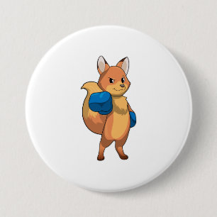 Fox as Boxer with Boxing gloves 3 Inch Round Button