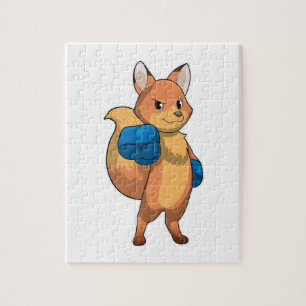 Fox as Boxer with Boxing gloves Jigsaw Puzzle
