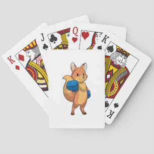Fox as Boxer with Boxing gloves Playing Cards