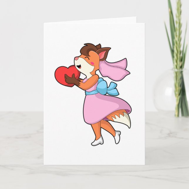 Fox as Bride with Dress & Heart Card (Front)