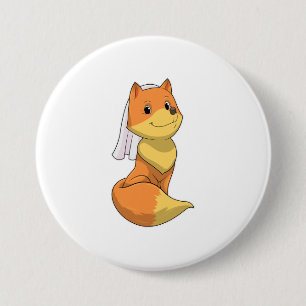 Fox as Bride with Veil 3 Inch Round Button