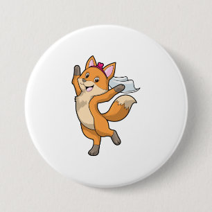 Fox as Bride with Veil & Heart 3 Inch Round Button