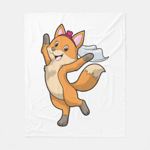 Fox as Bride with Veil & Heart Fleece Blanket