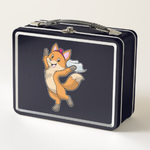 Fox as Bride with Veil & Heart Metal Lunch Box