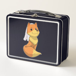 Fox as Bride with Veil Metal Lunch Box