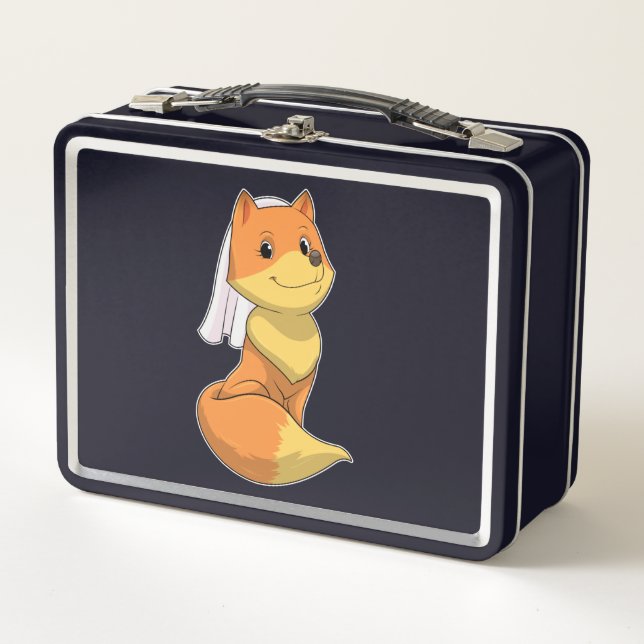 Fox as Bride with Veil Metal Lunch Box (Front)