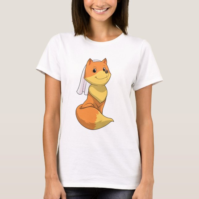 Fox as Bride with Veil T-Shirt (Front)