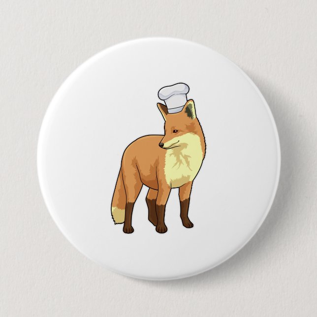 Fox as Cook with Chef hat 3 Inch Round Button (Front)