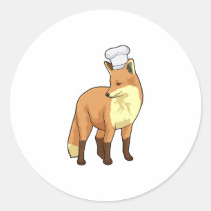 Fox as Cook with Chef hat Classic Round Sticker