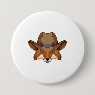 Fox as Cowboy with Hat 3 Inch Round Button