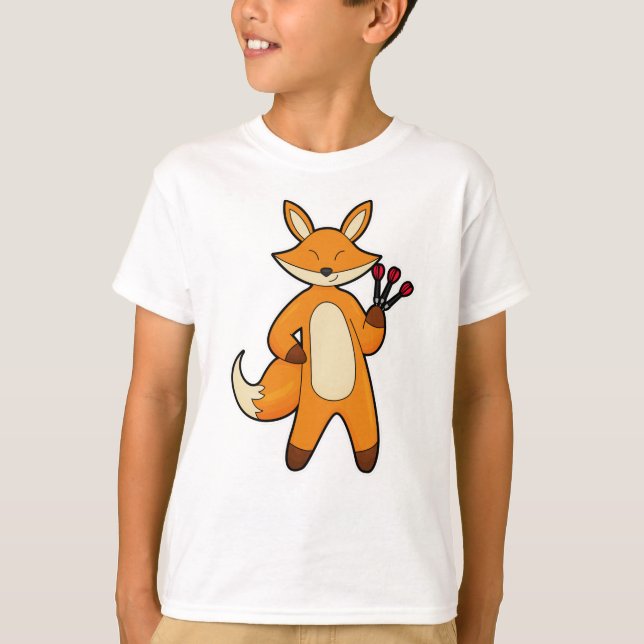 Fox as Dart player with Darts T-Shirt (Front)