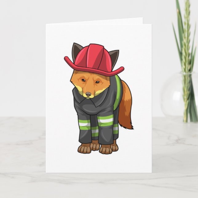 Fox as Firefighter with Helmet Card (Front)