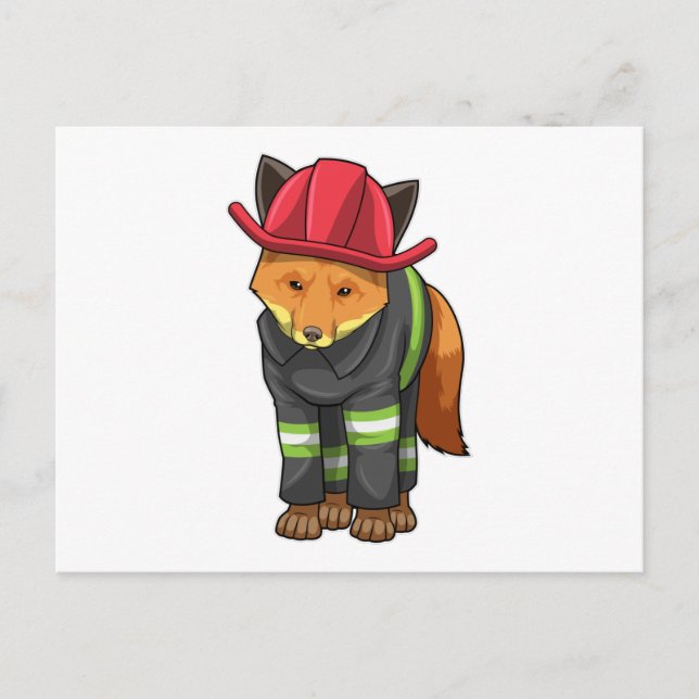Fox as Firefighter with Helmet Postcard (Front)