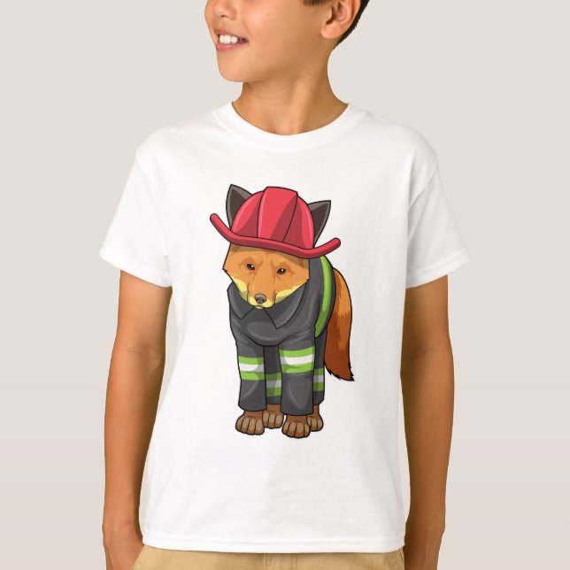 Fox as Firefighter with Helmet T-Shirt (Front)