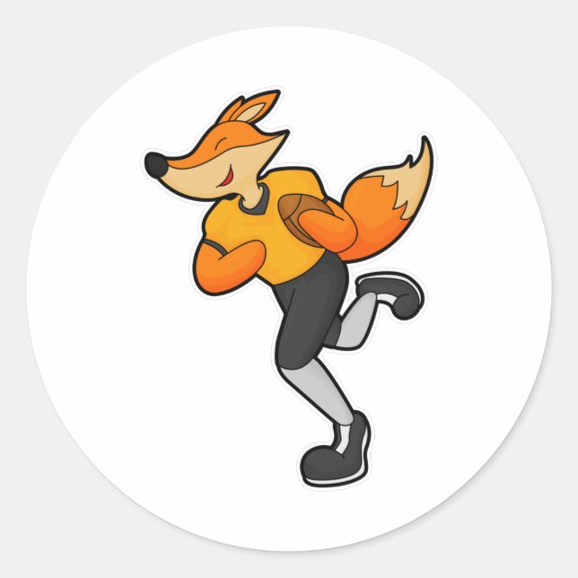 Fox as Football player with Football Classic Round Sticker (Front)