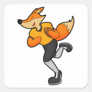 Fox as Football player with Football Square Sticker