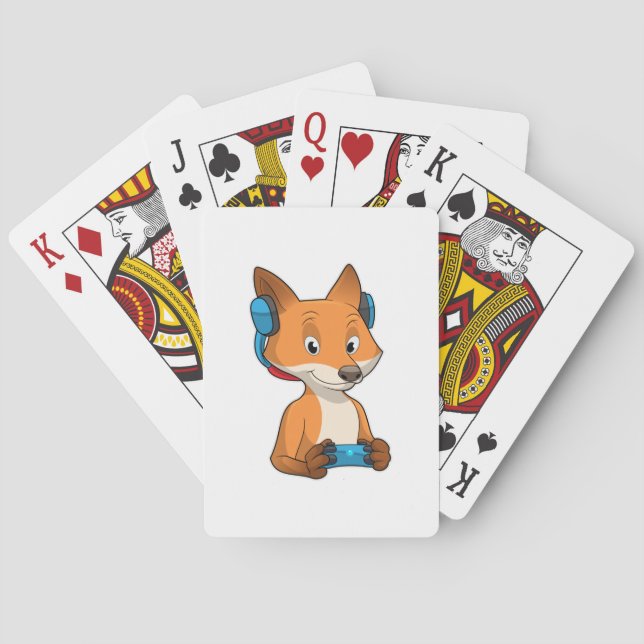 Fox as Gamer with Joystick Playing Cards (Back)