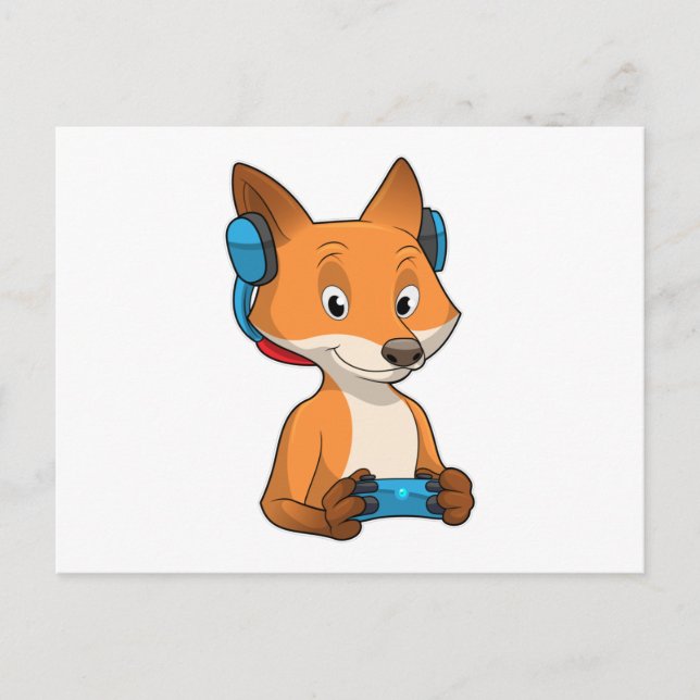 Fox as Gamer with Joystick Postcard (Front)