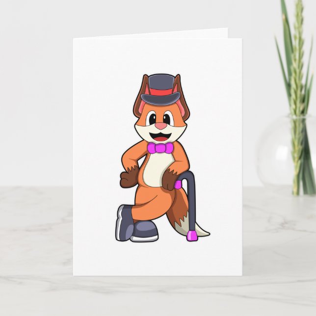 Fox as Gentleman with Hat & Stick Card (Front)
