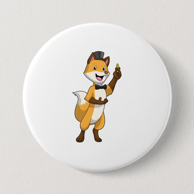 Fox as Groom with Wedding ring 3 Inch Round Button (Front)