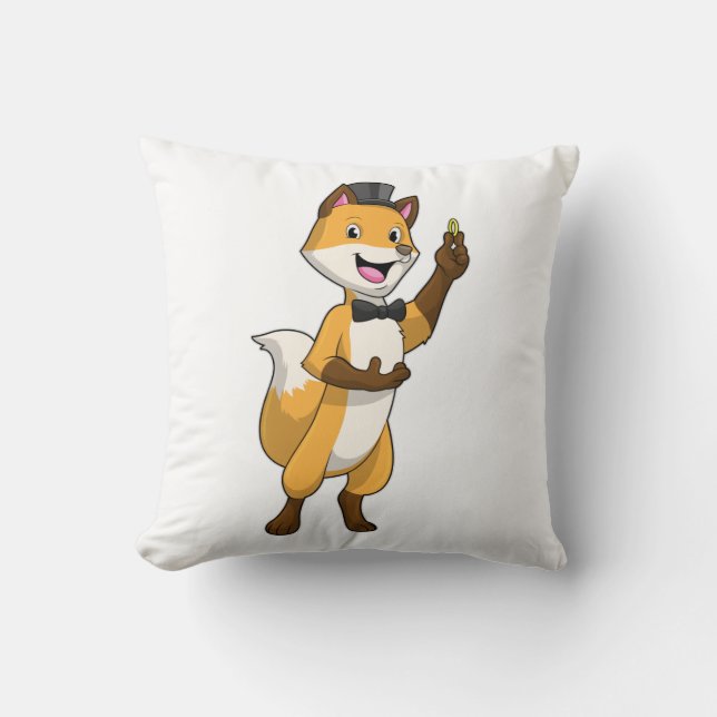 Fox as Groom with Wedding ring Throw Pillow (Front)