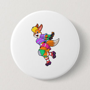 Fox as Inline Skater with Inline Skates 3 Inch Round Button