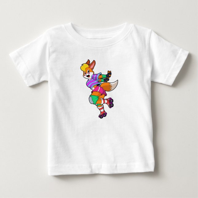 Fox as Inline Skater with Inline Skates Baby T-Shirt (Front)
