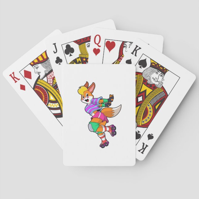 Fox as Inline Skater with Inline Skates Playing Cards (Back)