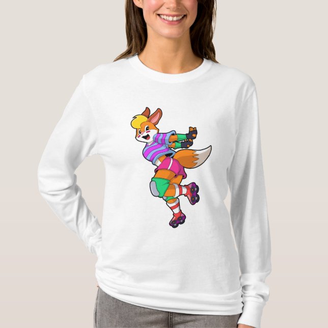 Fox as Inline Skater with Inline Skates T-Shirt (Front)