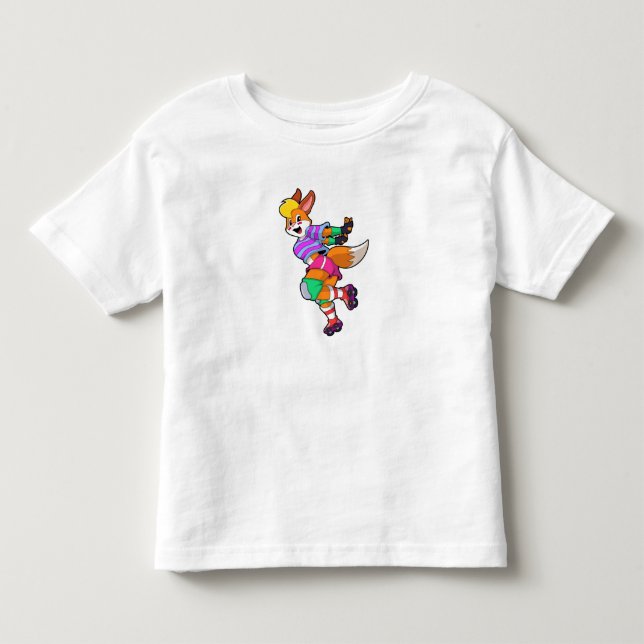 Fox as Inline Skater with Inline Skates Toddler T-shirt (Front)