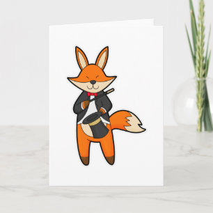 Fox as Magician with Magic wand & Hat Card