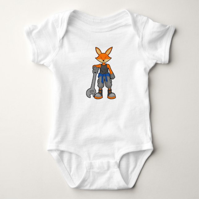 Fox as Mechanic with Spanner Baby Bodysuit (Front)