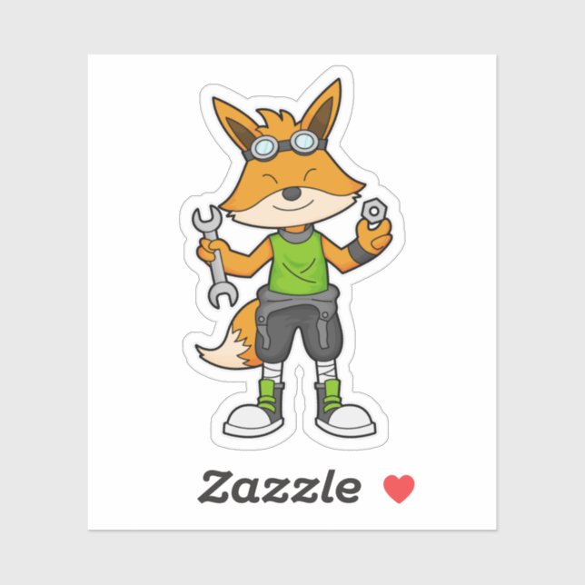 Fox as Mechanic with Wrench & Nut (Sheet)