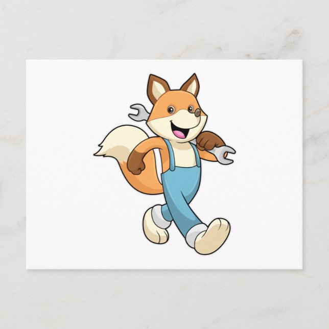 Fox as Mechanic with Wrench Postcard (Front)